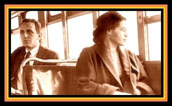 Rosa Parks sits in a bus