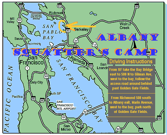 SF Area Map with driving instructions to Albany Bulb Squat
