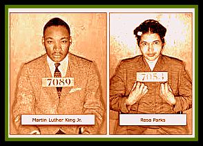 Rosa Parks and MLK jr mug shots in jail