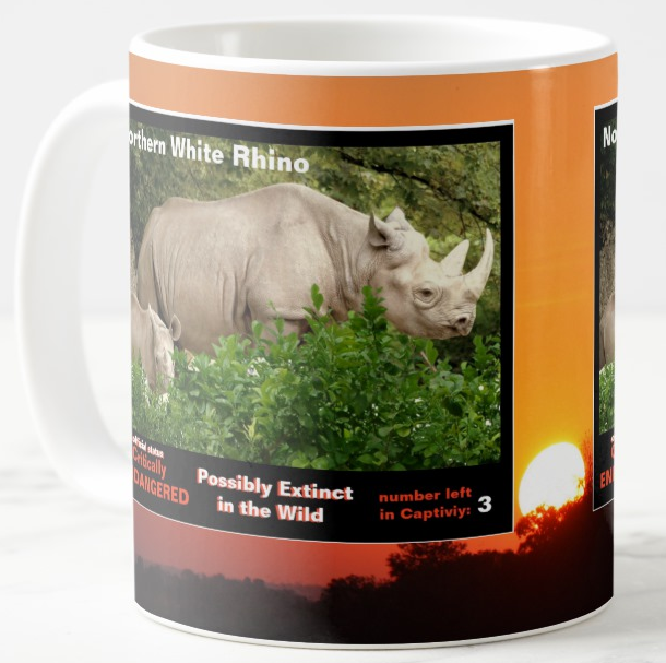 The Northern White Rhino endangered coffee mug